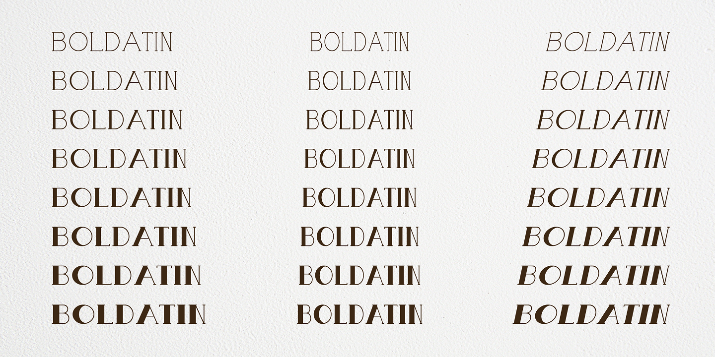 Boldatin Light Slanted Font preview